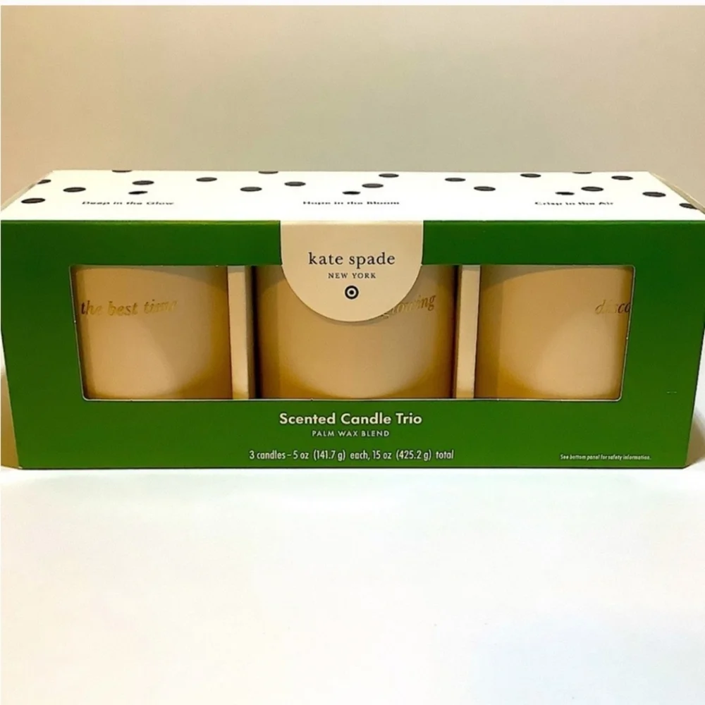 Kate Spade X Target 3ct Sented Ceramic Jar Candle Set Cream/Green/ Pink/Blue - Picture 7 of 8